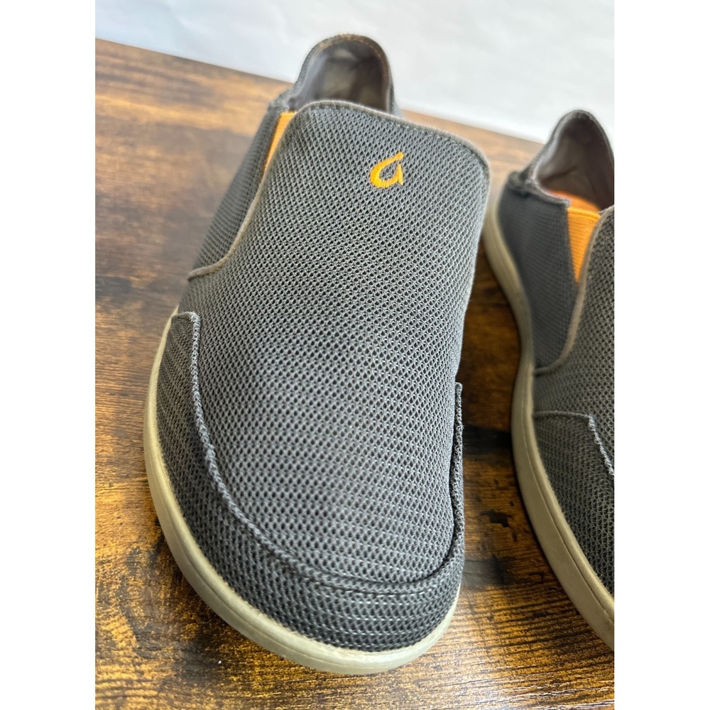 OluKai Nohea Mesh Mens 8 Dark Shadow Grey Slip On Shoes Drop-In Heel 10188-4H4H - Picture 2 of 16